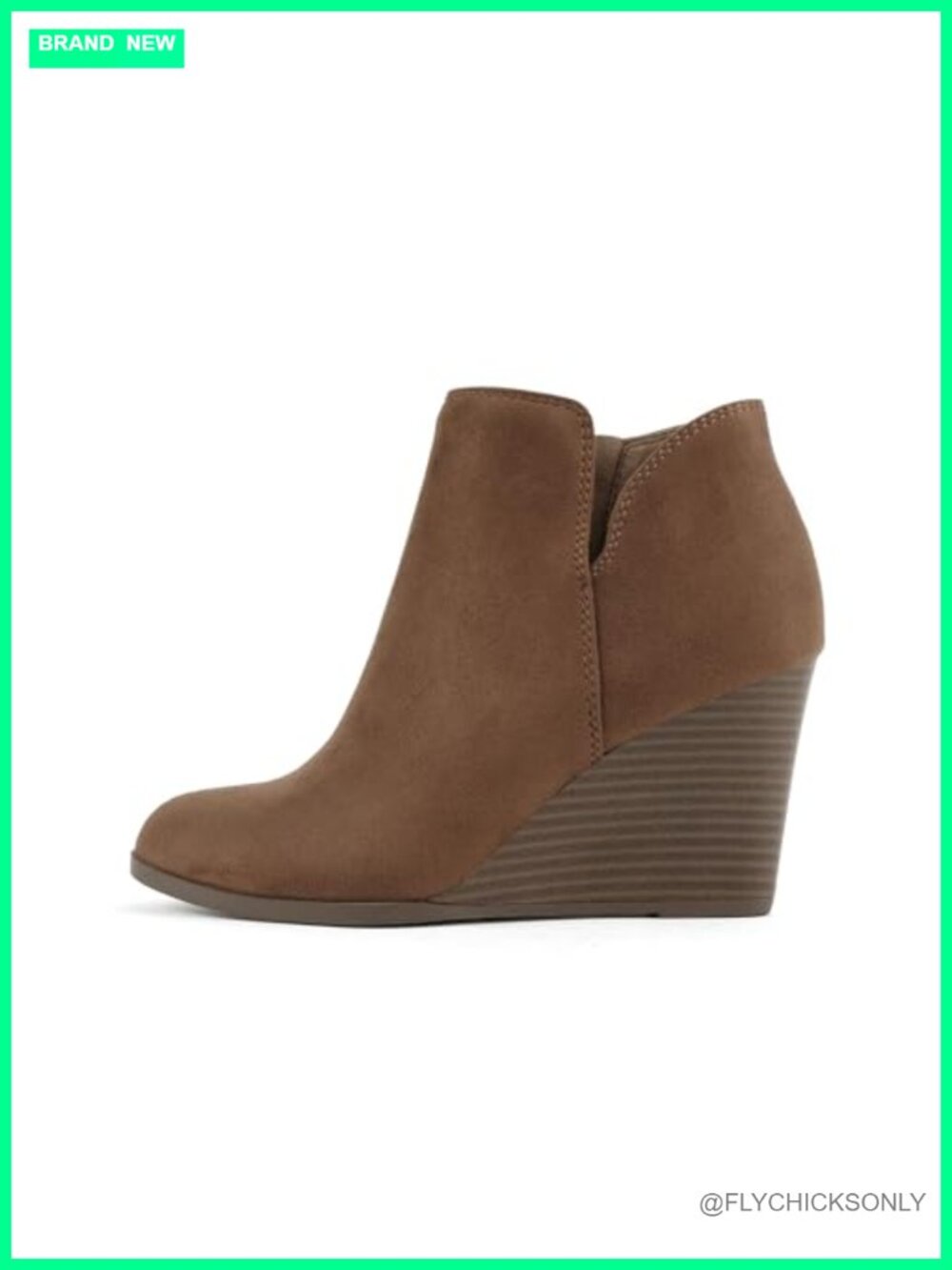 Imitation Suede Ankle Bootie Split Shaft Stacked Wedge Heel